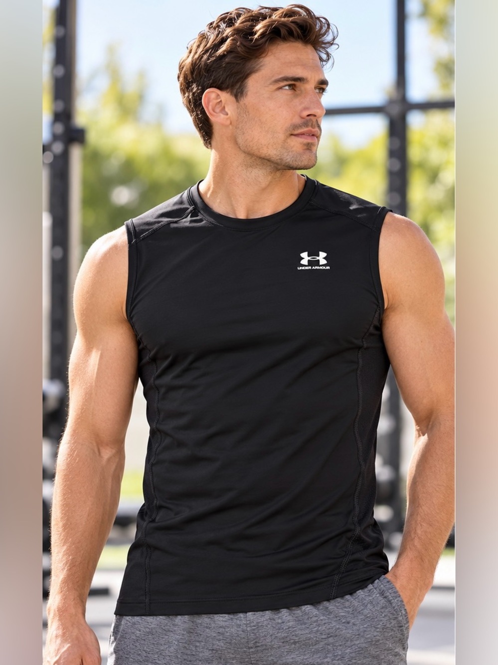Under Armour HeatGear Compression Sleeveless Shirt Men’s XL Black NWT 1361522